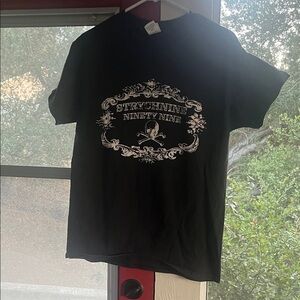 Black Graphic T-Shirt with White Design